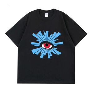 Petite marque de mode yeux Graffiti imprimé rue mode Hip Hop Design sens manches courtes en vrac coton haute rue T-shirt unisexe