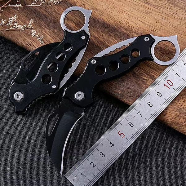 Cuchillo plegable pequeño, cuchillo portátil para acampar, multifunción, bolsillo de acero inoxidable, cuchillo para exteriores, herramienta EDC, cortador, cuchillas negras, Karambit