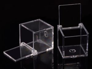 200 stks Food Grade Clear Plastic Square Box Candy Box Flip Transparent Gift Packing Case Bruiloft Gunst Souvenirs SN303