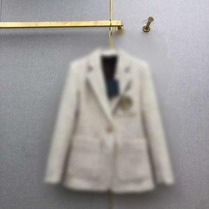 Kleine geur klassieke academie stijl ruwe tweed pak jas met metalen metalen buckle decoratie van dames geborduurde wol