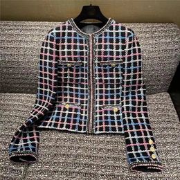 Petit parfum de luxe Designer Vêtements d'hiver Femmes Vintage Plaid Tweed Jack Manteaux de laine Mode coréenne Strreetwear Automne 240312