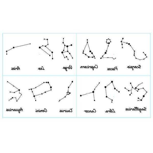 Diagrama de conexión de pequeñas constelaciones frescas Patrón de moda y personalizado Impresión por transferencia de agua Simulación Conjunto desechable Pegatinas de tatuaje