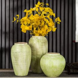Kleine verse groene minimalistische vaas Jingdezhen keramische tafelblad Ruw aardewerk woonkamer ornamenten