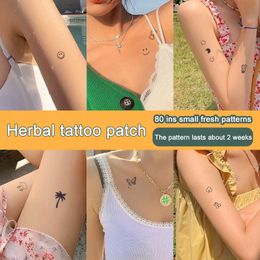 Petits autocollants de tatouage de jus d'herbes fraîches non réfléchissants semi-permanents imperméables jetables mignons petit tatouage conception nouveau 2022