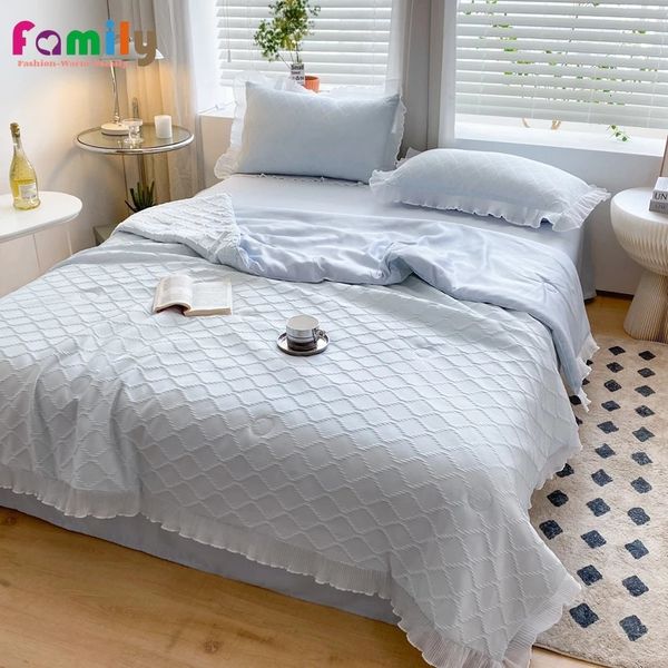Petite dentelle fraîche climatiseur couette impression coton matelassé linge de lit couvre-lit sur couette adultes enfants couverture literie 240318