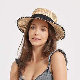 Pequeño sombrero de paja fresca polo de paja polla de sola playa de verano para mujeres japonesa y versión coreana con protección solar