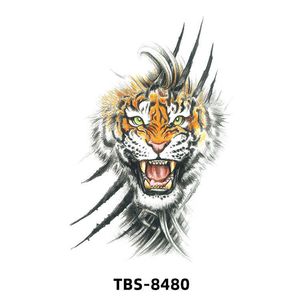 Petit autocollant de tatouage imperméable à bras complet demi-tigre lion animal durable