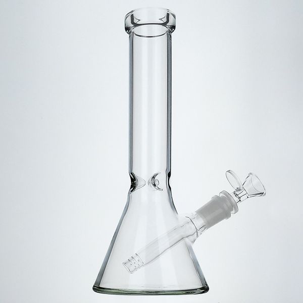 Pequeño vaso bong de vidrio transparente tubería de agua de 10 '' Base de vaso de vaso Pipi de agua Pipe bong clásica beaker bong tubería de vidrio con cabeza