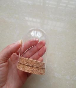 Petite Cloche en forme de dôme d'affichage en verre, avec Base ronde en liège, poupée en argile, laine, cloche en verre, couvercle anti-poussière, 8871084