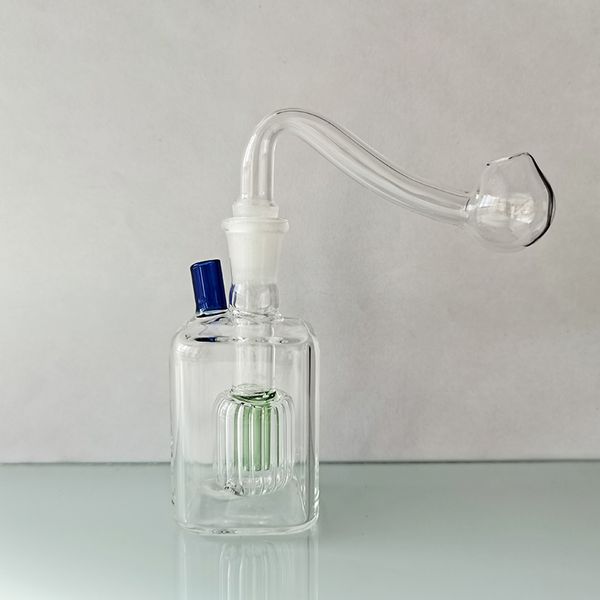 Petit Verre Narguilé Fumée Shisha Diposable Carré 3,9 pouces Pipes En Verre Attrape-Cendres Percolateur Bong Eau Bubbler Tabac Bol Mini Dab Rigs Pipe