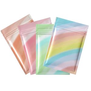 Petits sacs brillants à fermeture à glissière arc-en-ciel paquet de scellage en papier d'aluminium pochette refermable anti-odeur Mylar pour l'emballage de bijoux paquet de thé de bonbons