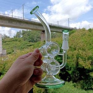 Kleine groene glazen water recycler Bong Hookahs Oil Dab Rigs Shisha Smoking Accessories