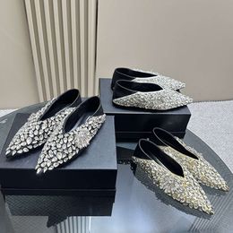 Petit groupe Crystal Sky Full Star pointu à talons plats pour femme portant deux paires de talons, pantoufles Baotou, bas de printemps et d'automne