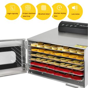 Kleine huishoudelijke gedroogde fruitmachine snacks voedsel droger dehydrator plantaardige kruid vlees vis droogmachine 6 trays 220v / 110v