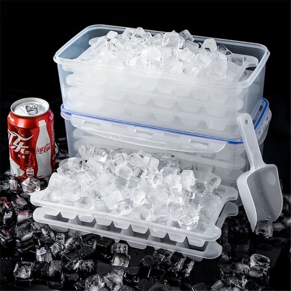 Caja de molde de cubo de hielo pequeño con tapa de la tapa frutas para fabricantes de paletas bandeja de helado Herramienta de bricolaje Accesorios de refrigerador de cocina