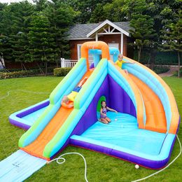 Petite toboggan gonflable pour la piscine Waters Waters Park for Kids Backyard avec mur d'escalade Doues glissades Splash Pool jouet pour garçons filles, y compris les jeux de fête de souffleur d'air