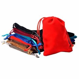 Petits sacs à bijoux 7x9 cm pochettes en velours avec cordon pour bijoux pochettes d'emballage sac cadeau de Noël de haute qualité 50pcs T200602