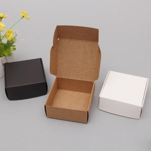 Mini caja de papel Kraft, cajas de jabón hechas a mano de cartón marrón pequeño, embalaje de regalo artesanal blanco, embalaje de joyería negra