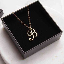 Small Letter Label Simple Initial Alphabet B Necklace Symbool Engelse initialen Letters Naam Charm Hanger Ketting Sieraden G1206