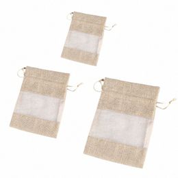 Pequeño bolso de organza de arpillera de lino con cordón de almacenamiento para favores de fiesta de boda Organizador de muestras de cosméticos Mini bolsa de malla M2Y8 #