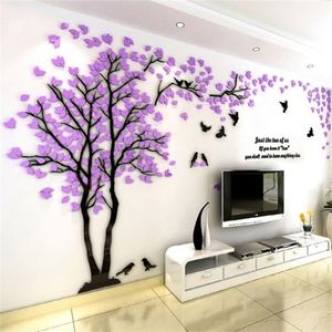 Petits amoureux arbre 3D autocollant mural autocollants muraux artistiques pour la famille salon chambre décoration murale T200601