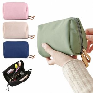 Sac de maquillage petit sac de rangement cosmétique de couleur unie simple pour femme pochette de toile de toilette imperméable de maquillage de maquillage mini N3TT #