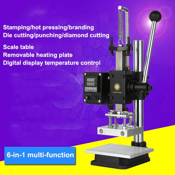 Máquina de estampación en caliente Manual pequeña, máquina de impresión de logotipo de cuero de 220V/110V, máquina de marca de plegado en caliente