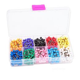 Huishoudelijke Sundries Tools Kleine Kaart Push Pins Map Tacks, Plastic Head Pin, 600 stks / doos 10 kleuren / set ZC700