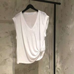 Kleine markt 2021 lente/zomer nieuwe v-hals witte slanke fit onregelmatige mouwloze v-neck veelzijdige t-shirt dames top