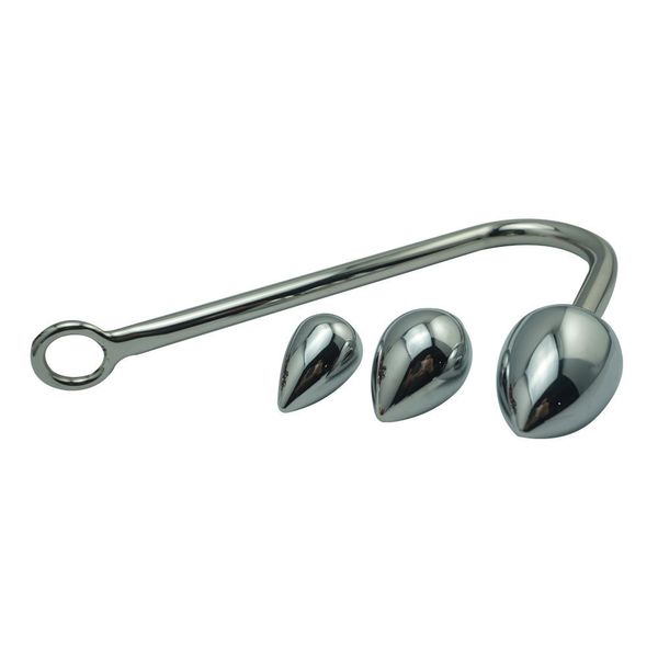 Pequeña, mediana y grande cabeza de bola para elegir metal gancho anal butt plug dilatador aleación de aluminio masajeador de próstata juguete sexual para hombre Y18110402