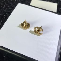 Men pequeños Boy Antique Old Old Gold Luxury Diseñador Mujeres Alambre G Pendientes de pernos de 18k Gold Silver Girls Engrave Pendientes de bodas Joyas Regalo de cumpleaños