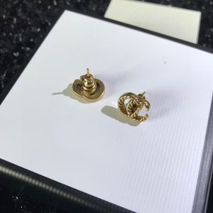 Small Men Boy Antique Old Gold Luxury Designer Women Letter Wire G Boucles d'oreilles Stud 18k Gold Silver Girls Logo Grave Boucles d'oreilles