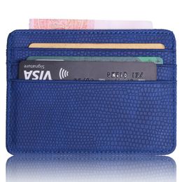 Petit Mini porte-cartes voyage motif lézard en cuir banque affaires portefeuille étui pour hommes femmes avec fenêtre d'identification