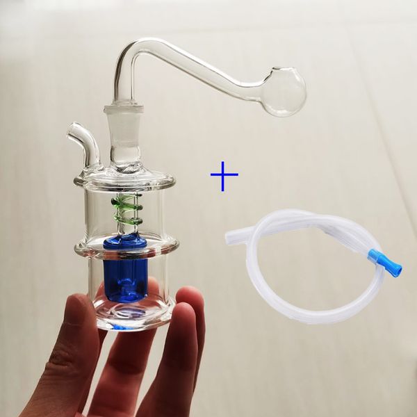 Mini Hookah Water Smoking Pipe Glass Percolater Bong Clear Dab Rig con 10 mm Male Tobacco Bowl Shisha 3.4 pulgadas Glass Pipes Oil Burner bubbler para fumadores al por mayor