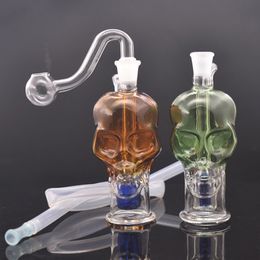 Pequeño Mini Bongs de vidrio Pipa de agua Cachimba Blunt Bubbler Pipas de agua para fumar Pipa de hierba seca a mano Dab Paja Recolector de cenizas con tubo de quemador de aceite de vidrio macho 10 juegos