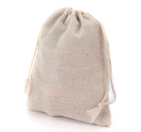 Petits sacs cadeaux en mousseline avec cordon de serrage, pochettes à bijoux Vintage en coton et lin, étui d'emballage, porte-faveur de mariage, plusieurs tailles, sacs en jute C6661072