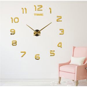 Horloge murale miroir à petit nombre, Design moderne, horloge murale de fond 3D, décoration de maison, salon, bureau, DIY bricolage