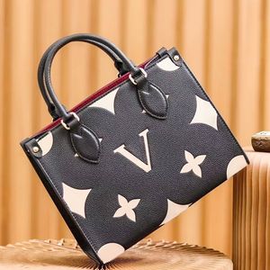 Kleine ON THE GO Shop Travel Designer Dames Heren Echt lederen clutch Tote Bag Cross Body Emed met schouderbanden Oude bloem portemonnees Satchel Handtas