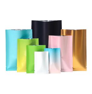 Petits sacs de remplissage ouverts en feuille d'aluminium Mylar, à dessus ouvert, pour cadeaux en poudre, sac d'emballage thermoscellable, pochettes plates, encoche à déchirer