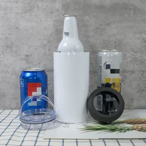 US Warehouse 4 en 1 16 oz Sublimation Cooler Tumblers Enfriadores con aislamiento al vacío de acero inoxidable de doble pared con tapas DIY Jarras de cerveza en blanco 6pcs B6