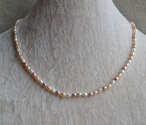 Petite perle bijoux, 18inches de Mixes Blanc Rose Lavande Couleur Véritable eau douce collier de perles, bijoux fleur fille.