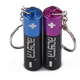 Petits pendentifs avec porte-clés Pendentif en forme de batterie Porte-clés Anneau Tuyau détachable pour accessoires de fumer Cigarette Tabac Porte-clés en métal portable