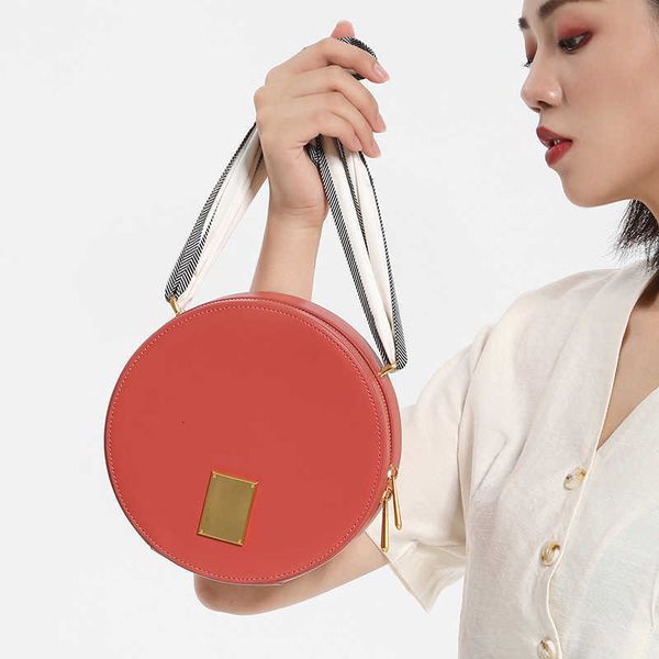 Pequeña bolsa redonda personalizada con criada coreana Diagonal Cadena de primavera de primavera Pastel de cuero para mujer