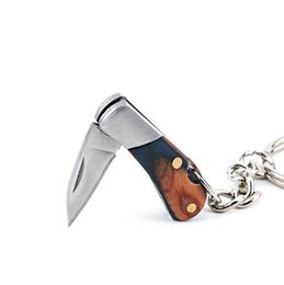klein zakmes Promotie geschenk stalen mes sleutelhanger vouwmessen houten handvat mini verborgen mes multitool blikkerig mes