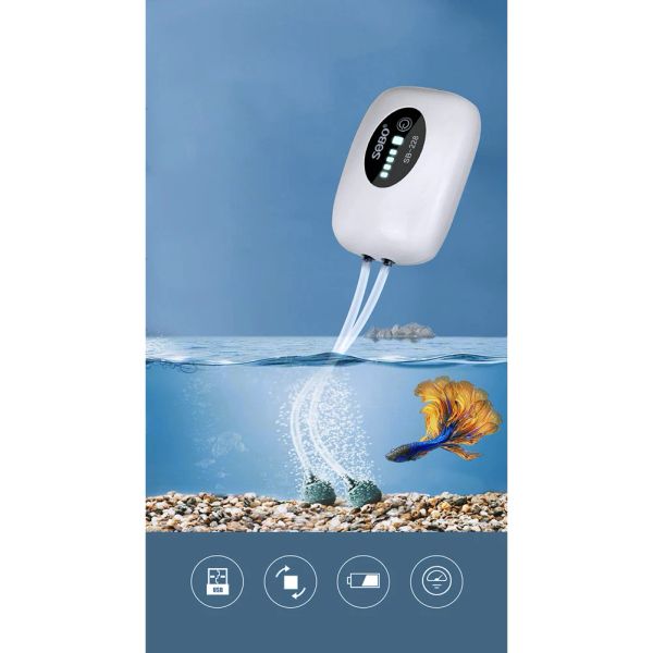 Petite pompe à oxygène portable USB Pompe d'aquarium ultra-quatte USB Pompe à pêche à la pêche