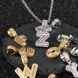 Petit pendentif en forme de lettre anglaise en Zircon, avec collier hip hop plaqué or véritable, Design de Niche