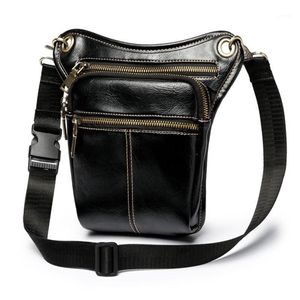 Kleine schoudertassen voor mannen Zwart Brown PU leider Crossbody Chest Belt Sling Messenger Bag Fashion Summer Nieuw Aangekomen 2020 1111218H