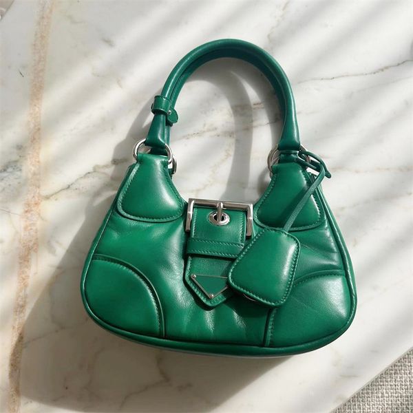 Mode Demi-Lune Cross Body Sacs à bandoulière Femmes Triangle Nylon Baguette Vert Soirée Designer Sac Luxe Mens Top Poignée Véritable Cuir Fourre-tout Sac à main Sacs d'embrayage