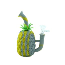 Petit silicone 7 '' * 2.6 '' Pipe à eau d'ananas Bong avec bol en verre de 14 mm Accessoires pour fumée Tabac Fumer dab rig