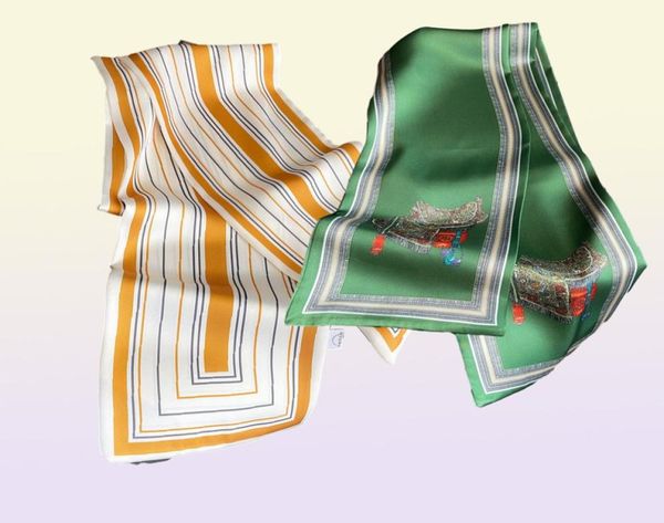 Pañuelo de seda pequeño para mujer, bufandas ajustadas, cinturón decorativo largo y estrecho, banda para la cabeza, diadema de moda Designer6515816